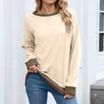 thumbnail image 6 of Ounisa Sweatshirts for Women Crewneck Long Sleeve Loose Fit Tops Color Block Ribbed Trim Fashion 2025, 6 of 8