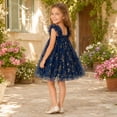 thumbnail image 4 of Lullu Girls Floral Embroidery Tulle Dress Flutter Sleeve Party Princess Dress, Sizes 1-6, 4 of 5