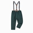 thumbnail image 4 of NIEWTR Toddler Baby Boy Clothes Suit Kids Ceremony Party Gift 1-5T Boys Wedding Formal Outfit, Dress Shirt+Bowtie+Suspender Pants Gentleman Outfits(A-Dark Green,6-12 Months), 4 of 9