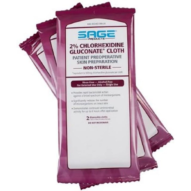 LZHF 2% Chlorhexidine Gluconate (CHG) Cloths - Each (1 package of 3)