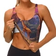 thumbnail image 2 of JUNZAN Lantern Giraffes Magical Forest Print Women's Workout Tank Tops - U Back Fitness Top with Built-In Shelf Bra, Perfect for Yoga and Gym-Small, 2 of 5