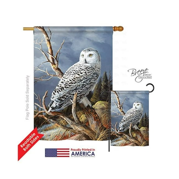 Breeze Decor 05051 Birds Superior Vantage Owl 2-Sided Vertical Impression House Flag - 28 x 40 in.