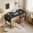 thumbnail image 2 of edx 63" Home Office Desk, Computer Desk with Storage Bag & Hook, Waterproof Top & Metal Frame, Modern Simple Study Writing Table for Bedroom, Black, 2 of 8
