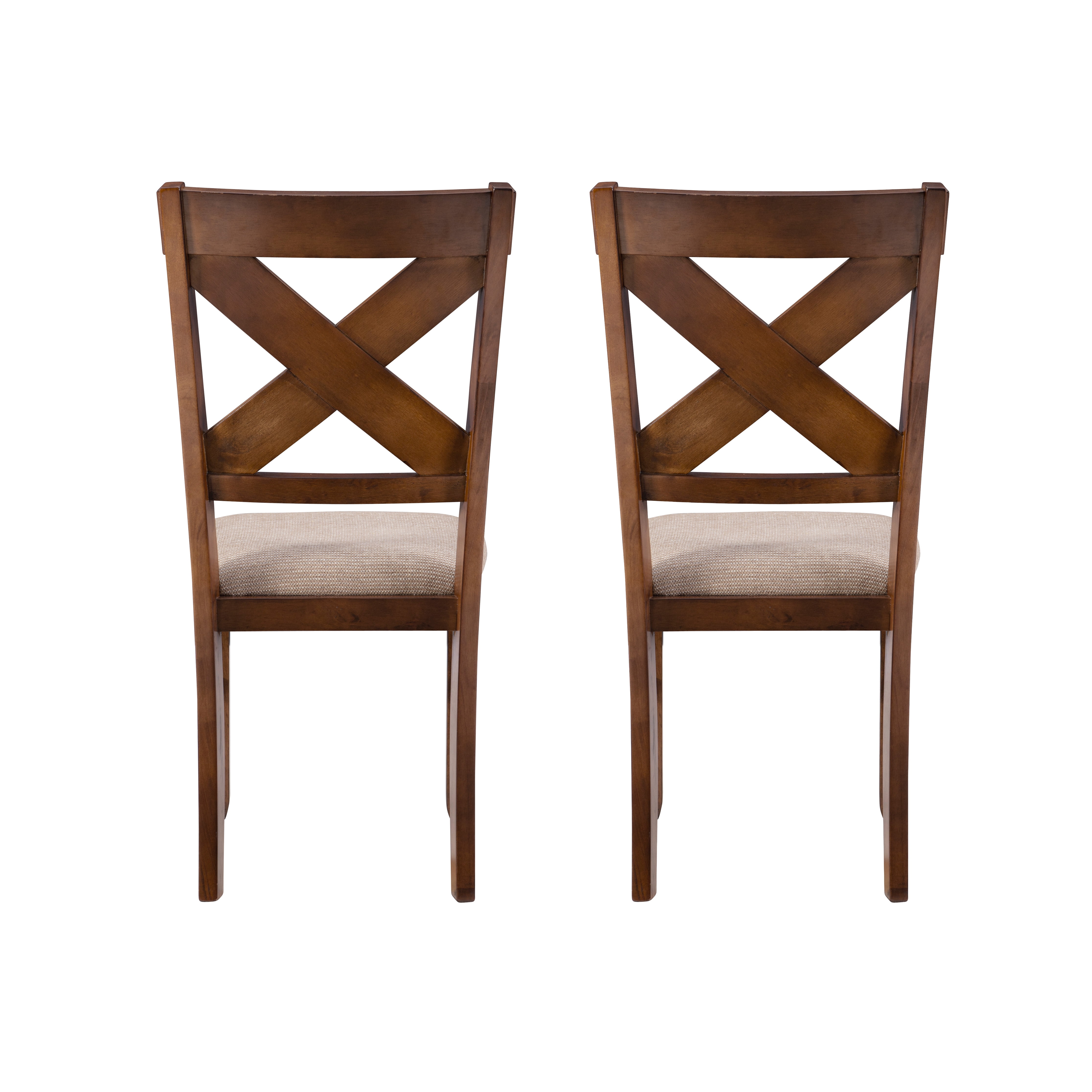 Linon Kraven Set of 2 X-Back Dining Chairs in Dark Hazelnut Brown Wood