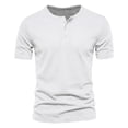 thumbnail image 7 of Hearthz Men's Henley Shirts 3 Button Short Sleeve Shirt for Men Basic Breathable Moisture Wicking Men's Athletic Shirts & Tees White S, 7 of 7
