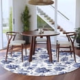 thumbnail image 3 of Navy Blue Coastal Round Area Rug 6Ft Washable Circle Rugs for Bathroom Office, Coral Starfish Seaside Summer Beach Non-Slip Carpet Floor Mats Indoor Outdoor Carpet Runner Aesthetic Home Decor, 3 of 8