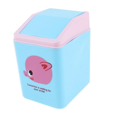 - Unique Bargains Office Desktop Plastic Cartoon Pig Pattern Rubbish Bin w Swinging Door