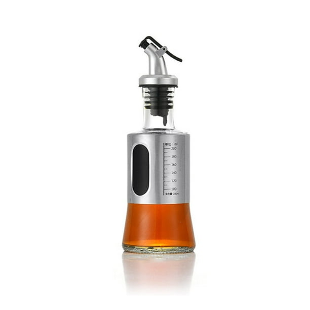 Wosthever Botella de aceite de cocina, botellas de condimentos, condimento sellado, dispensador de cocina de acero inoxidable, vidrio, prensa Cocina y Comedor