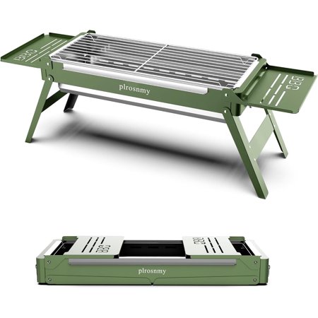 Portable Charcoal Foldable Grill, Small Grills Outdoor Cooking for Travel, Camping Smoker BBQ Grill, Stainless Steel Table Top Grill Charcoal for Outdoor Cooking,Camping,Backyard Barbecue