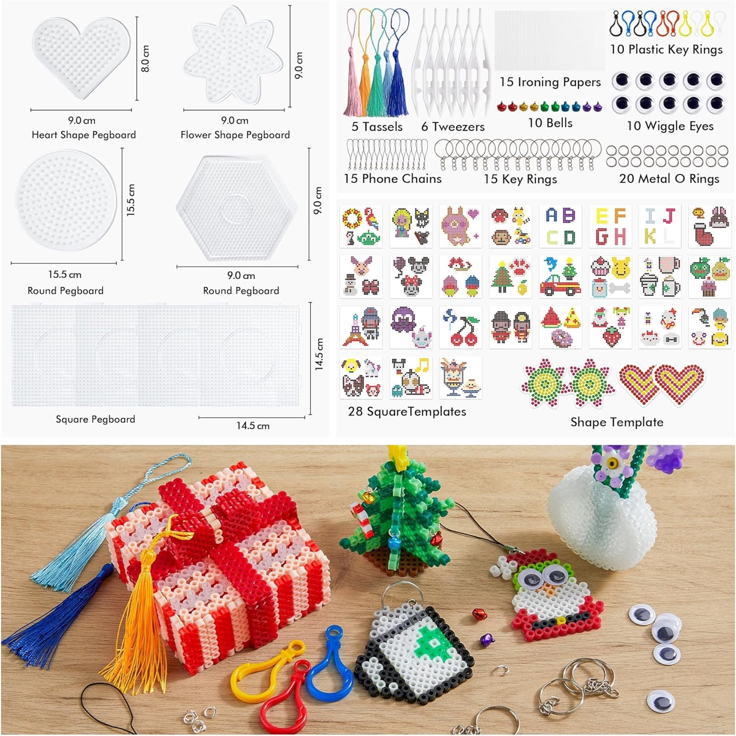 Fuse Beads, 33000pcs Fuse Beads Kit, 33 Color 5MM Iron Beads Set with 150 Patterns, 8 Pegboards, 15 Ironing Paper, 6 Tweezers, 85 accessories, Craft Kits Gifts for Birthday Christmas