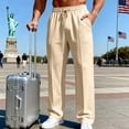 thumbnail image 6 of Jogger Yoga Sweatpant for Men Lightweight Drawstring Loose Fit Pants Comfy Lounge Athletic Elastic Waist Trouser, #02 Khaki M, 6 of 7