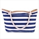 thumbnail image 1 of pstuiky Bolso de playa para mujer con estampado de hojas azules grande de lona para viaje con cierre de cremallera para verano, 1 of 6