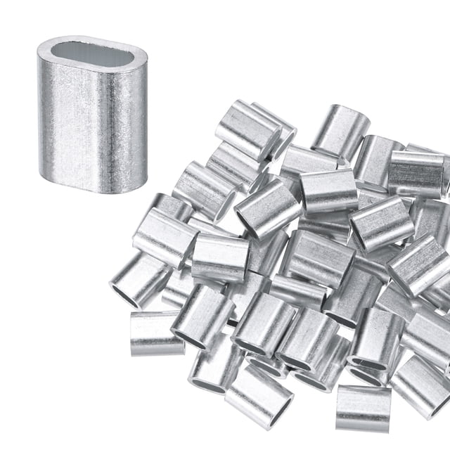 Uxcell 150-Pack Aluminum Crimping Loop Sleeves, 4mm 1/6 Single Round Barrel Wire Rope Sleeves