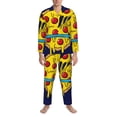 thumbnail image 3 of Picia PLANETA EN FORMA DE PIZZA Pattern Men’s Long-Sleeve Sleepwear Set - Soft 2-Piece Loungewear with Pockets, Comfy PJs for Relaxing Nights-XX-Large, 3 of 7