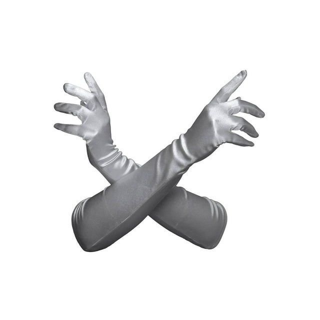 Gravity Threads Gants en Satin pour Femmes 18 Pouces Gris
