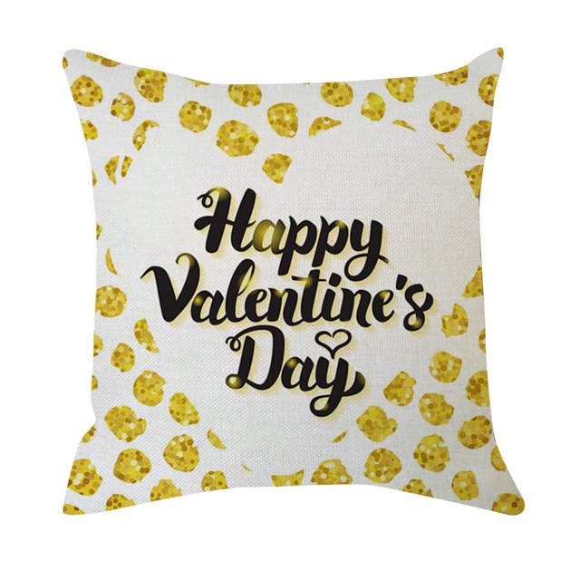 Teissuly Valentine's Day Linen Pillowcase Printing Sofa Cushion Home Decoration 45 x 45cm Teissuly WER202312024540
