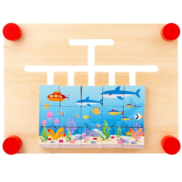 TFixol Puzzle Color Game with Hourglass Safe Wood Material Slide Puzzle Color Shape Matching Baby Educational Toy for Preschool Babies Kids Children 36 Months +