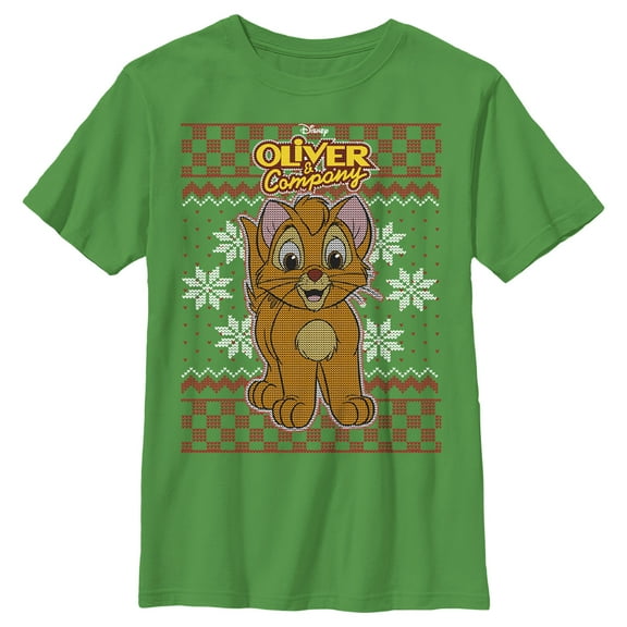 Boy's Oliver & Company Christmas Oliver Graphic Tee Kelly Green Medium