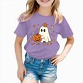 thumbnail image 2 of KPOPLK 1-14T Girls Halloween Shirts Pumpkin Ghost T-Shirts Kid Spooky Season Outfits Tees Tops,Size 11-12 Years, 2 of 7