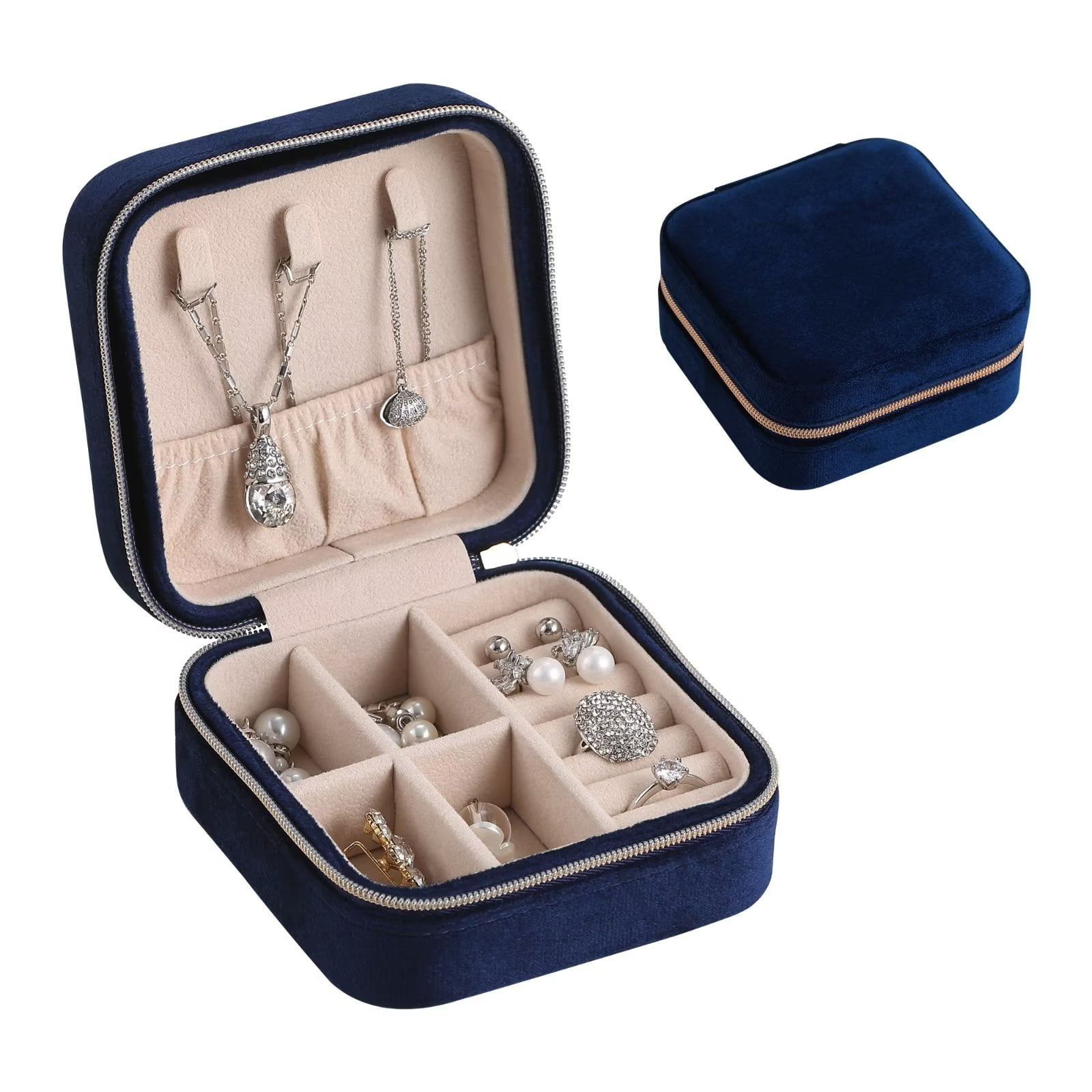 Casegrace Travel Portable Jewelry Box for Women Girl Velvet Jewellery ...