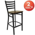 thumbnail image 2 of Flash Furniture 2 Pack HERCULES Series Black Ladder Back Metal Restaurant Barstool - Mahogany Wood Seat, 2 of 13