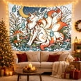 thumbnail image 3 of Kitsune Fox Beside Waves and Crescent Moon, Mystical Japanese Inspired Style for Animal Lovers, Fox Wall Art, Housewarming Gift, Tapestry Wall Hanging for Bedroom and Living Room, 3 of 7