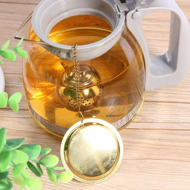 Soporte para infusor de cuchara de té de acero inoxidable dorado filtro colador de té con Base