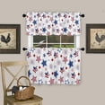 thumbnail image 3 of Semi-Sheer Rod Pocket Kitchen Valance and Tiers Set 24 Inch Length, Independence Day American Flag Stars Stripes and Fireworks Red and Blue Curtains Living Room Bedroom Bathroom Valance 3 Piece Set, 3 of 6