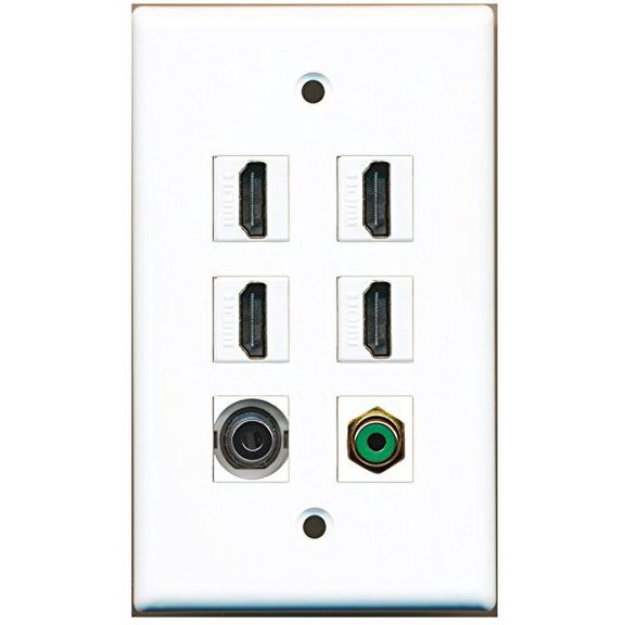 RiteAV - 4 HDMI 1 Port RCA Green 1 Port 3.5mm Wall Plate