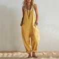 thumbnail image 2 of Womens Jumpsuit Sleeveless Casual Summer Overalls Jumpers Adjustable Strap Baggy Wide Leg Long Pants Rompers with Pockets Yellow, 2 of 6