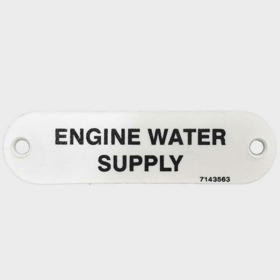 Marquis Boat Label Tag 7143563 | Engine Water Supply White Plastic