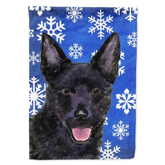 Carolines Treasures SS4636-FLAG-PARENT Australian Kelpie Winter Snowflakes Holiday Flag  multicolor