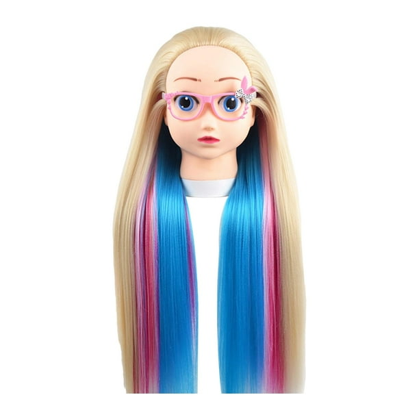 Cabeza de maniquí de muñeca de 65 cm con soporte de escritorio para peluqueros. Estilo B