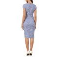 thumbnail image 3 of INSPIRE CHIC Women's Tweed Elegant Dress Crew Neck Cap Sleeve Vintage Bodycon Midi Dresses XL Royal Blue, 3 of 6