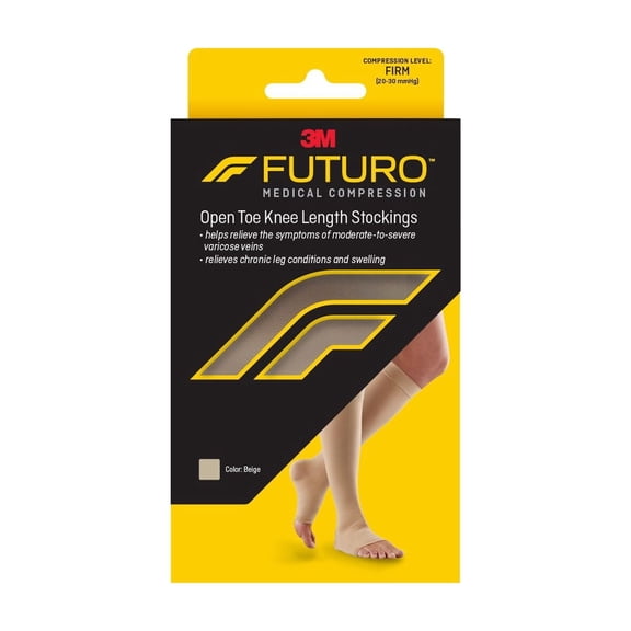 FUTURO Open Toe Knee Highs, Unisex, Medium, Firm Compression Stockings