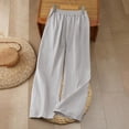 thumbnail image 6 of Utoimkio Women's Floral Embroidered Pants,Elastic Waist Wide Leg Trousers with Pockets, 6 of 8