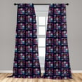 thumbnail image 4 of Ambesonne Mexican Curtains, Repetitive Sugar Skulls, Pair of 28"x63", Indigo and Multicolor, 4 of 4