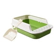 thumbnail image 5 of Cat Litter Box Kitten Litter Pan with High Side Cat Sandbox Sturdy Semi Enclosed Pet Litter Tray Cat Toilet for Indoor Cats Pets Accessories White and Green, 5 of 10
