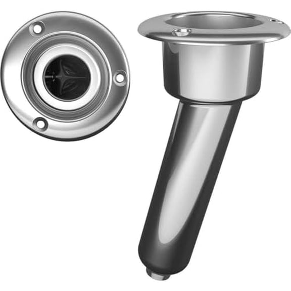 Stainless Steel 15° Rod & Cup Holder - Drain - Round Top$$Sport & Recreation Other