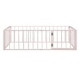 thumbnail image 4 of Twin Size Floor Bed for Kids, Montessori Floor Bed with Fence Rails and Door, Metal Playhouse Bed Frame for Boys & Girls, Pink, 4 of 9