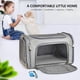 thumbnail image 4 of Mochila para gatos con ventana de malla, bolsa transpirable para mascotas, caja de transporte para gatos, maleta plegable para viajes al aire libre, transportador para gatos, L, gris, 4 of 5