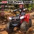 thumbnail image 3 of TOYBSNR 24V Kids ATV, 2-Seater 4WD Ride on Toys for Big Kids Ages 5-14, XXXL Powered Ride on Electric Car, 4 Wheeler with EVA Tires, Bluetooth, Music, Spring Suspension, Max 7.5MPH, Red, 3 of 8