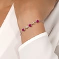 thumbnail image 5 of Gem Stone King 925 Sterling Silver and 10K Yellow Gold Round Red Ruby and White Moissanite Tennis Bracelet for Women  (1.67 Cttw, Fully Adjustable up to 9 inch), 5 of 5