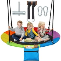 40’’ Saucer Tree Swing for Kids Adults with 900Lb Capacity, 900D Oxford Wear Resistant Disc Swing with Zipper Pocket, Anti-Sagging Design