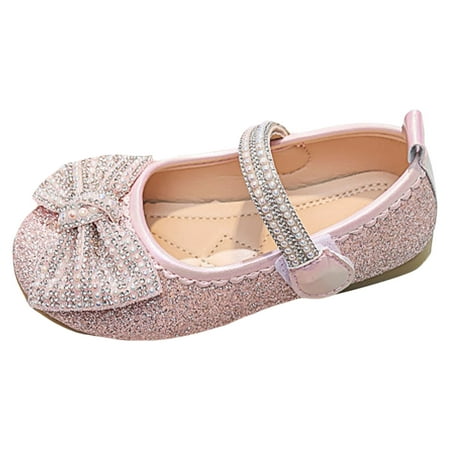 Kureaily Girls Sandals Pattern Cute Bow Sequin Decoration Flat Bottom Versatile Hook Loop Shoes on Flip Flops for Girls 2 Flip Flops 7-7.5 Years