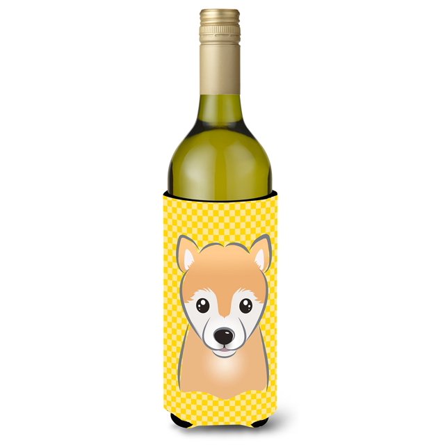 Amarillo A Cuadros Shiba Inu Botella De Vino Bebida Aislante Hugger Bb1133Literk