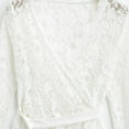 thumbnail image 3 of Fznquz Dressy Casual Womans Tops White Wrap Lace Blouses V Neck Trendy Tie Front Womens Shirt, 3 of 5