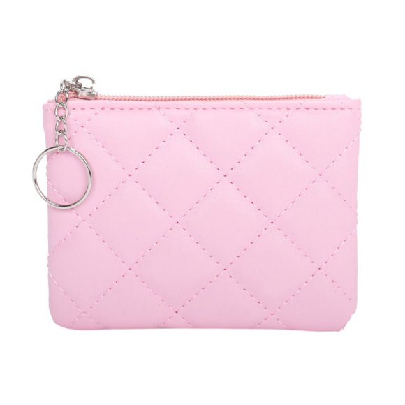 Ediodpoh Women's Mini Zip Purse Quilted Embroidery Small Wallet For Cards Compact And Stylish Pink
