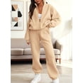 thumbnail image 4 of Women'S 2 Piece Outfits Casual Lapel Zip Sweatshirts and Wide Leg Pants Tracksuit Sets Color XL, 4 of 8