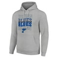 thumbnail image 2 of Men's Starter Heather Gray St. Louis Blues Four Team Name Logo Fleece Pullover Hoodie, 2 of 3